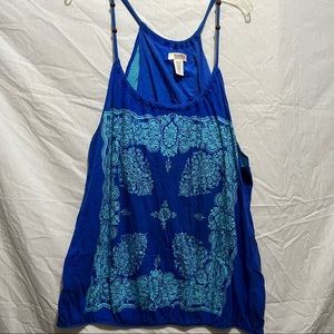 Route 66 blue bandanna print tank top